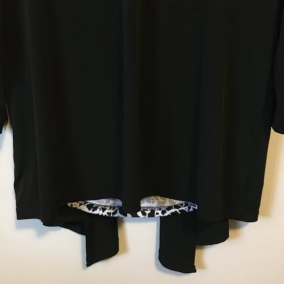 Mandee Black Open Waterfall Cardigan With Bow Tie Bust Animal Print Shirt 2in1 - Picture 9 of 16